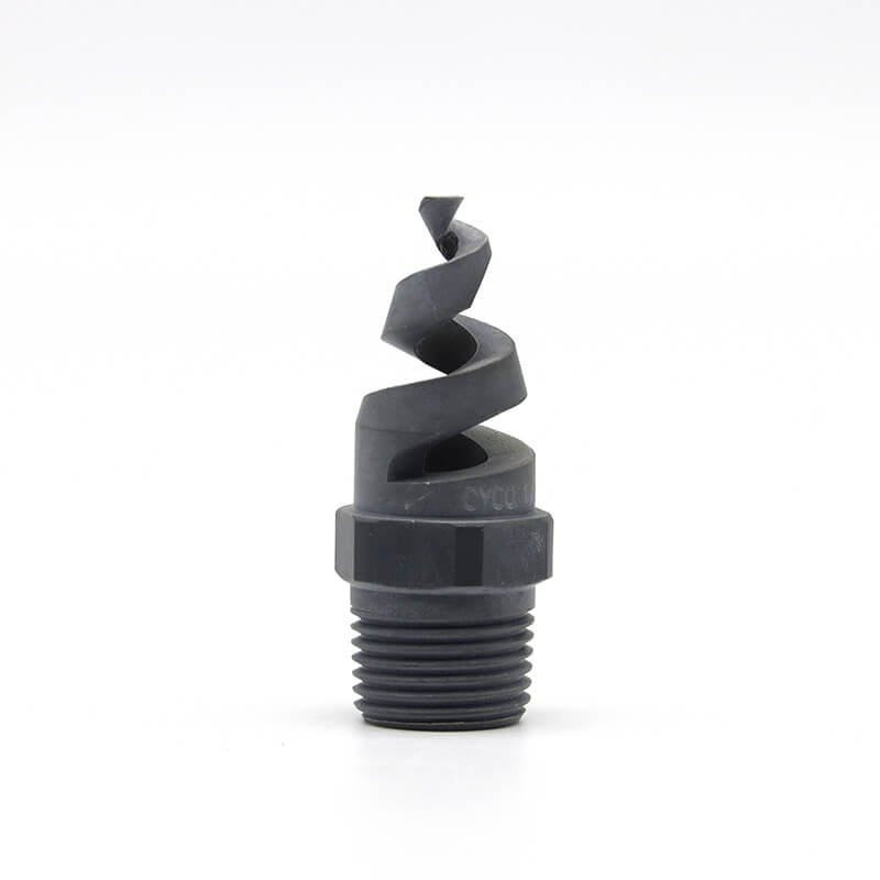Spiral nozzle for dust suppression at crushers and conveyor transfer points