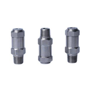 Fine atomizing nozzle used in wildfire defense misting systems for structure and utility protection